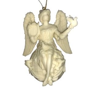 Vintage Angel Season of Peace Mark Klaus White 3D Christmas Holiday Ornament HSN